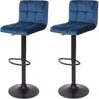 Mendler 2x Tabouret de bar HWC-G87, chaise bar/comptoir, réglable en hauteur velours pétrole, pied noir