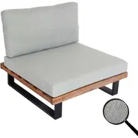 Mendler Fauteuil Lounge Hwc-H54, Fauteuil De Jardin, Spun Poly Acacia Bois Certifié Mvg Aluminium Marron Clair, Rembourrage Gris Clair