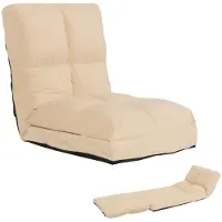 Mendler Fauteuil de sol HWC-N45, fauteuil-lit pliable Fauteuil fonctionnel, fonction sommeil pliable cadre acier velours beige