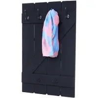 Mendler Garderobe murale HWC-D13, planche vestiaire, vintage, 6 crochets 91x60cm gris foncé shabby