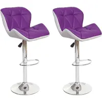 Mendler 2x Tabouret de bar HWC-A92, tabouret pour comptoir, réglable en hauteur, similicuir violet