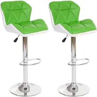 Mendler 2x tabouret de bar Hamilton, chaise de comptoir, bois, similicuir, rotatif vert