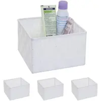 Mendler 4x Panier De Rangement Hwc-C37, 12x19x19cm Blanc