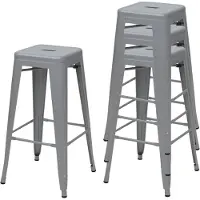 Mendler 4x tabouret de bar HWC-A73, chaise de comptoir, métal, empilable, design industriel gris