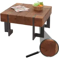 Mendler Table basse HWC-A15, table de salon, bois de sapin rustique massif brun 70x70cm