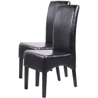 Mendler Lot de 2 chaises Latina, salle à manger, cuir reconstitué noir, pieds foncés