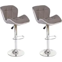Mendler 2x Tabouret de bar HWC-A92, tabouret pour comptoir, réglable en hauteur, similicuir couleur taupe
