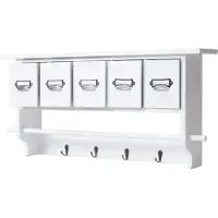 Mendler Garde-robe HWC-C49, vestiaire mural, vintage avec 5 tiroirs, 32x65x13cm blanc