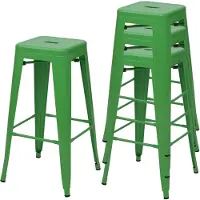 Mendler 4x Tabouret de bar HWC-A73, pour comptoir, métal, style industriel, empilable vert