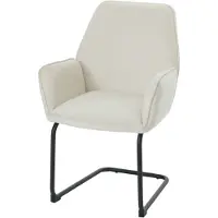 Mendler Chaise cantilever HWC-G67, chaise de salle à manger Chaise de cuisine, tissu/textile Öko-Tex MVG crème-beige