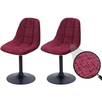 Mendler Lot de 2 chaises de salle à manger HWC-A60, chaise de cuisine chaise pivotante, acier MVG tissu/textile chenille (465g/m²) bordeaux