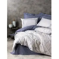 L'essentiel Maison , Nitsa - Dark Blue, ensemble linge de lit, bleu foncé, 100 % COTON RANFORCE, 240 x 220 cm