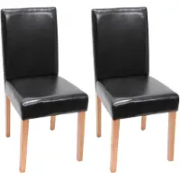 Mendler Lot de 2 chaises de séjour Littau cuir reconstitué noir, pieds clairs