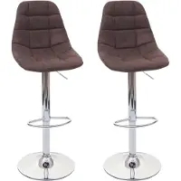 Mendler 2x Tabouret de bar HWC-A67, tabouret de bar vintage brun foncé, textile