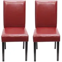 Mendler Lot de 2 chaises de séjour Littau cuir reconstitué rouge, pieds foncés