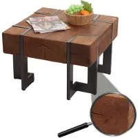 Mendler Table basse HWC-A15, table de salon, bois de sapin rustique massif brun 60x60cm