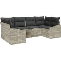 vidaXL Ensemble de canapés de jardin , 6 pièces, gris clair, en résine tressée
