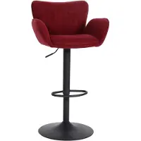 Mendler Tabouret de bar HWC-M67, chaise de bar pivotante, avec accoudoirs repose-pieds pivotant tissu/textile fer bordeaux pied noir