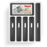 Rayen Range Couverts 6 Cases Blanc/gris Bi-matière 40 X 32,5 X 5 Cm - -