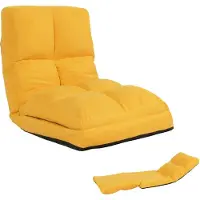 Mendler Fauteuil de sol HWC-N45, fauteuil-lit pliable Fauteuil fonctionnel, fonction sommeil pliable cadre acier velours jaune