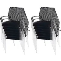 Mendler Lot de 12 chaises de conférence / visiteur Tulsa, empilable, tissu siège noir, dossier noir