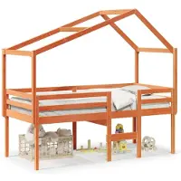 vidaXL Lit surélevé avec toit brun cireux 90x190 cm pin massif