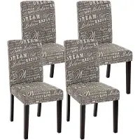 Mendler Lot de 4 chaises de séjour Littau tissu gris words fabric, pieds foncés