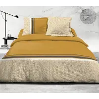 HOME LINGE PASSION Parure De Couette 100% Coton - Ocre - 220x240 Cm