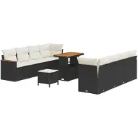 vidaXL Ensemble de canapés de jardin, 12 pièces, 10 places, noir, en résine tressée