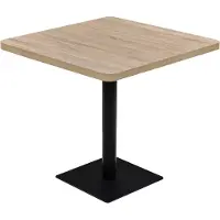 Helloshop26 Table haute mange debout bar bistrot MDF et acier carré 80 x 80 cm chêne beige 0902108