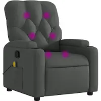 vidaXL Fauteuil relax de massage, tissu, gris foncé