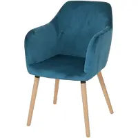 Mendler Chaise De Salle À Manger Malmö T381, Rétro Velours, Bleu Pétrole