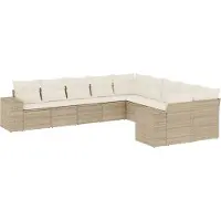 vidaXL Ensemble de salon de jardin 10 pièces avec coussins Beige Poly Rattan
