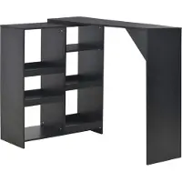 Helloshop26 Table haute mange debout bar bistrot avec tablette amovible noir 138 cm 0902049