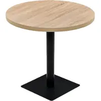 Helloshop26 Table haute mange debout bar bistrot MDF et acier rond 80 cm chêne marron 0902111