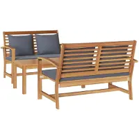 vidaXL Ensemble de canapés de jardin 3 pcs Nature bois massif teck