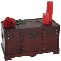 Mendler Coffre Bois De Décoration Malle Au Trésor Valence Aspect Antiquité, 30x57x29cm Carré
