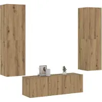 vidaXL Armoires murales TV 3 pcs. Chêne Artisan Matériaux dérivés du bois