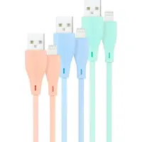 Nanocable 10.10.0401-A1 - Lot de 3 câbles USB 2.0, compatibles avec les appareils Apple, couleurs rose, bleu et vert, 1 mètre