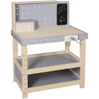 Roba Établi Enfant En Bois À Hauteur Réglable + 27 Pièces De Bricolage - Gris Et Blanc