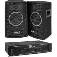 VONYX geluidsinstallatie met 2x 6 inch woofers - 2-weg speakers en versterker - 500W (Passif), Haut-parleur PA, Noir