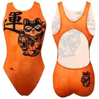Turbo Wave Lucky Cat Swimsuit Orange S Femme