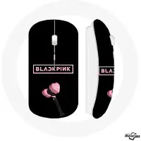 CAPACHEAP Souris Sans Fil Blackpink Logo Rose Fond Noir lightstick Blink