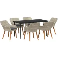 vidaXL Salon de jardin avec coussins 7 pcs gris clair Poly-Rattan