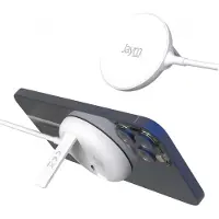Jaym , chargeur à induction MagSafe 15W avec aimants, protection contre les surtensions et fonction de support, blanc