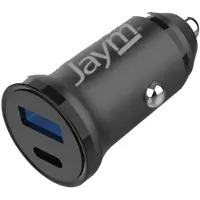 Jaym , chargeur de voiture 30W USB-A QC / USB-C PD rapide, noir