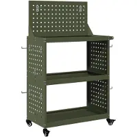 vidaXL Chariot à outils avec étagère Vert olive 65 x 35 x 111 cm