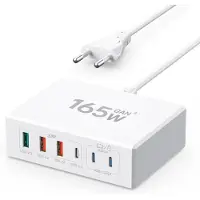 Huismerk Chargeur USB C, 165W Adaptateur USB C Chargeur Multiple à 6 Ports avec 3 USB-C et 3 USB-A, Chargeur Rapide PD 3.0 USB C, Bloc d'alimentation Compatible avec iPhone/Samsung/Google/iPad/Laptop/Tablets