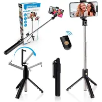 Grundig Perche À Selfie Et Trépied Pour Smartphone Avec Télécommande Bluetooth Smartphones De 58 À 100 Mm Extensible De 19 À 70 Cm Plastique Noir
