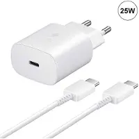 E.F.Connection Chargeur Usb-C 25w + Câble Usb-C Vers Usb-C 1m Blanc Pour Samsung Galaxy A51 A41 A42 A40 A50 A70 A80 -